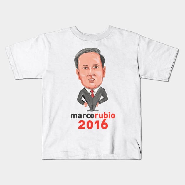 Marco Rubio 2016 President Caricature Kids T-Shirt by retrovectors